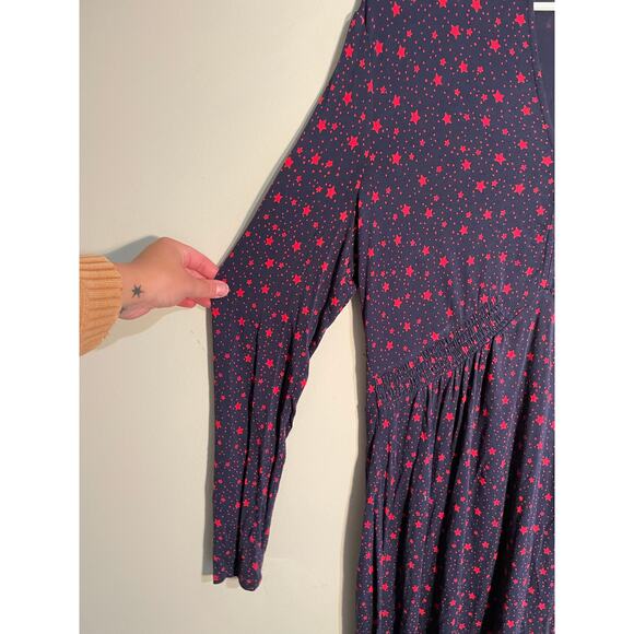 Boden Betty Blue and Red Star‎ Print Tunic Mini Dress Size 12 Long - Picture 3 of 10